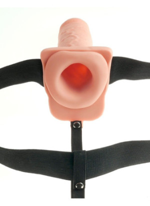 7" Hollow Rechargeable Strap-on with Balls